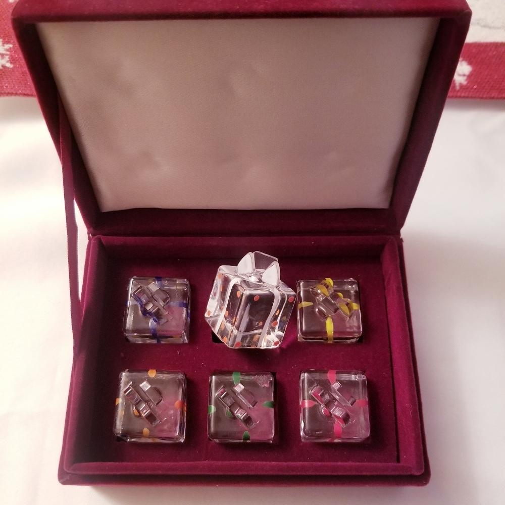 Godinger Crystal Legends Art Present Place Name Card Holder Set Of Six